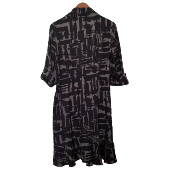 iCE Black Gray & Royal Blue Long Sleeve Button Down Dress - Size 12 - Picture 2 of 5